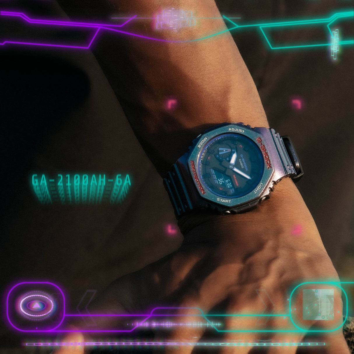 GA-2100 Reloj G-Shock Pulsera de Caucho para Hombre Doble hora