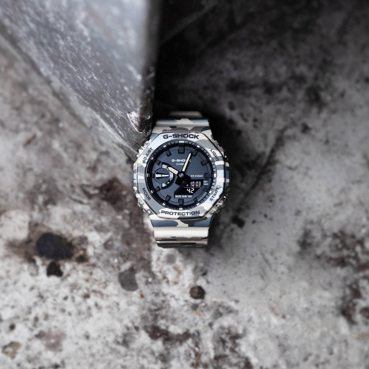 GA-2100 Reloj G-Shock Pulsera de Caucho para Hombre Doble hora