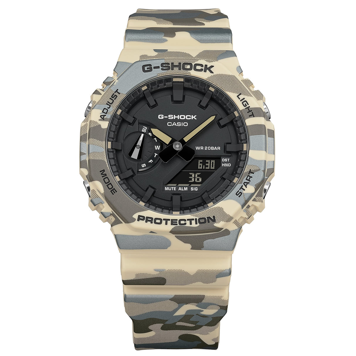 GA-2100 Reloj G-Shock Pulsera de Caucho para Hombre Doble hora