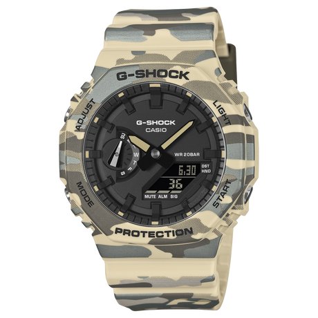 GA-2100 Reloj G-Shock Pulsera de Caucho para Hombre Doble hora