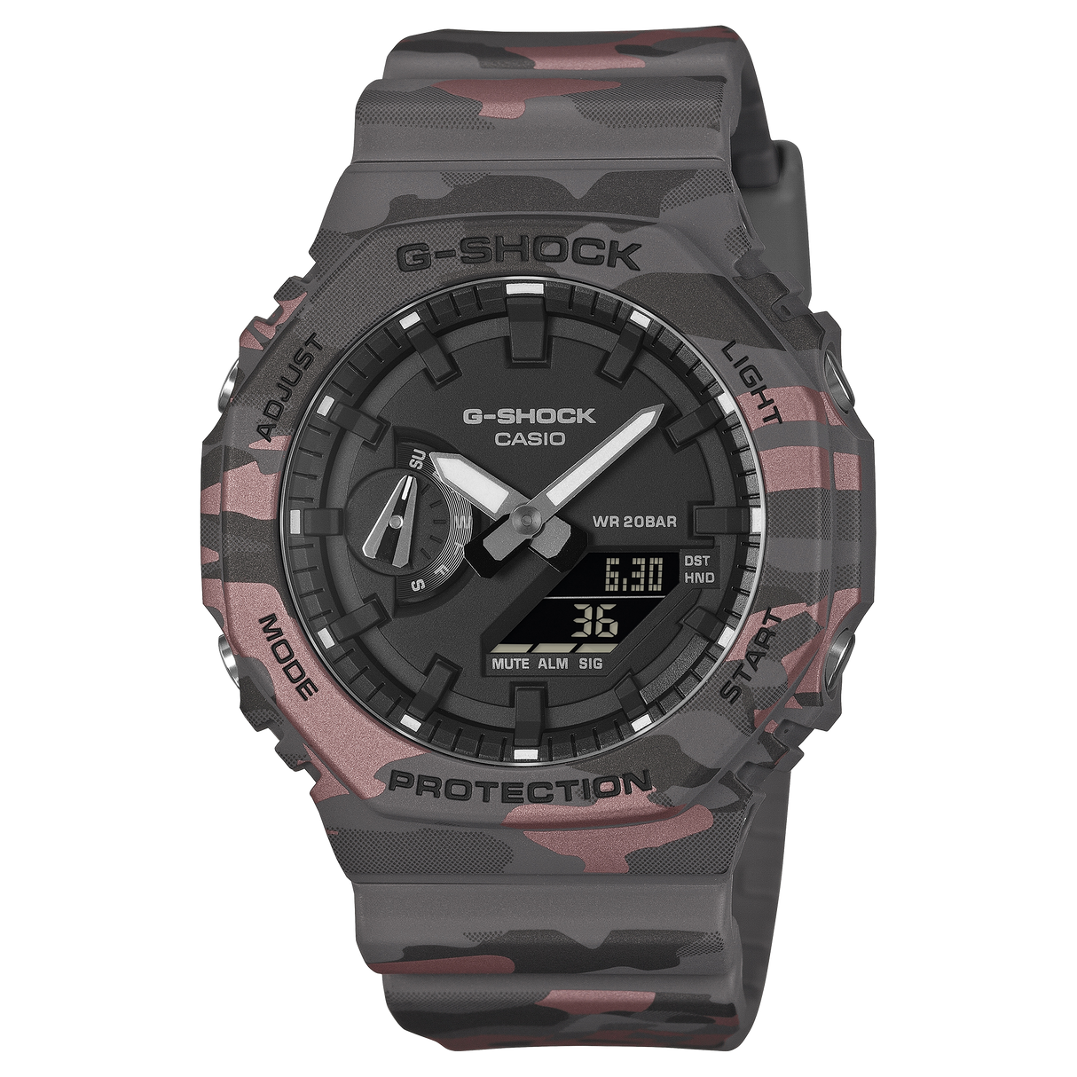 GA-2100 Reloj G-Shock Pulsera de Caucho para Hombre Doble hora