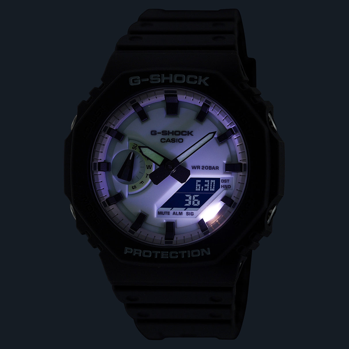 GA-2100 Reloj G-Shock Pulsera de Caucho para Hombre Doble hora