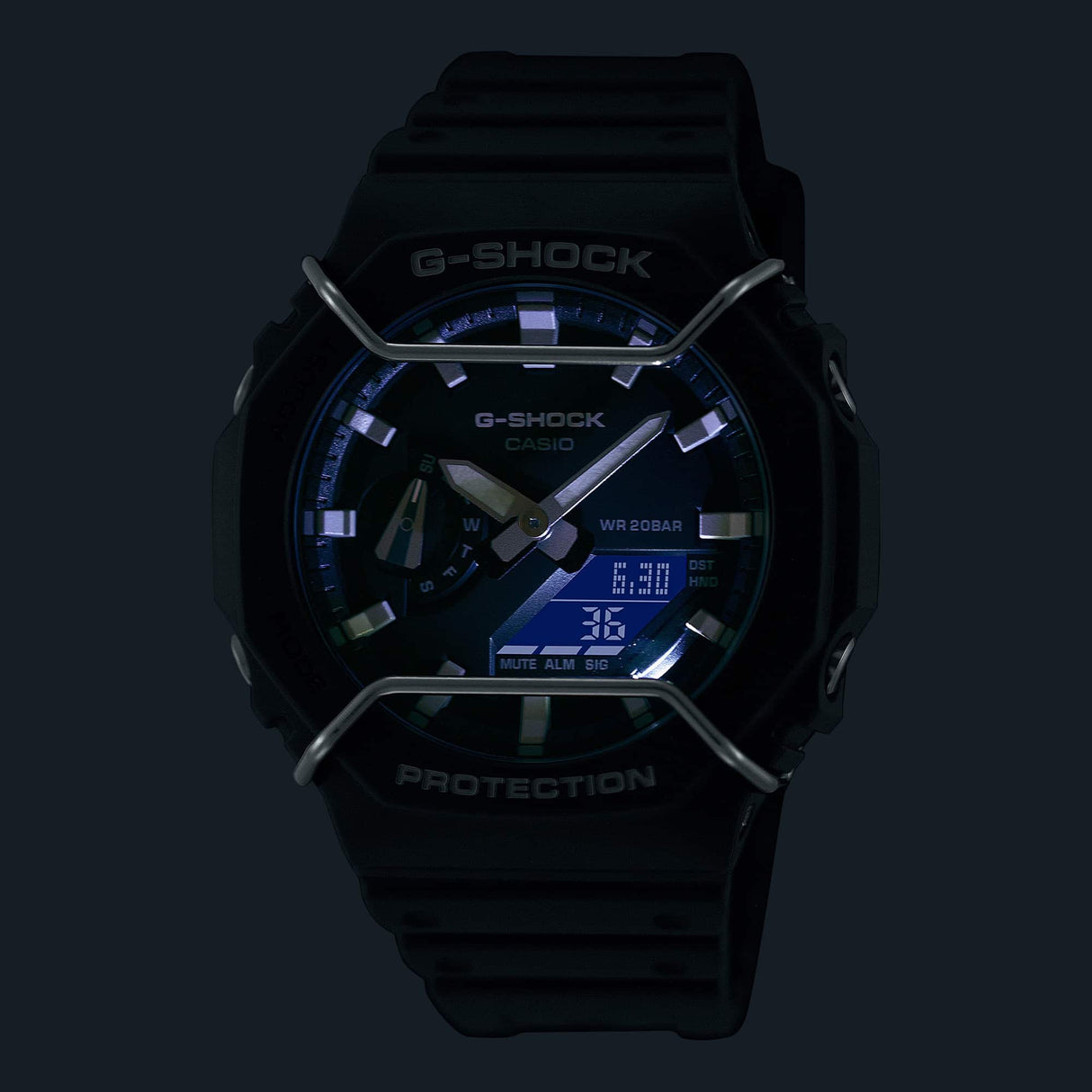 GA-2100 Reloj G-Shock Pulsera de Caucho para Hombre Doble hora