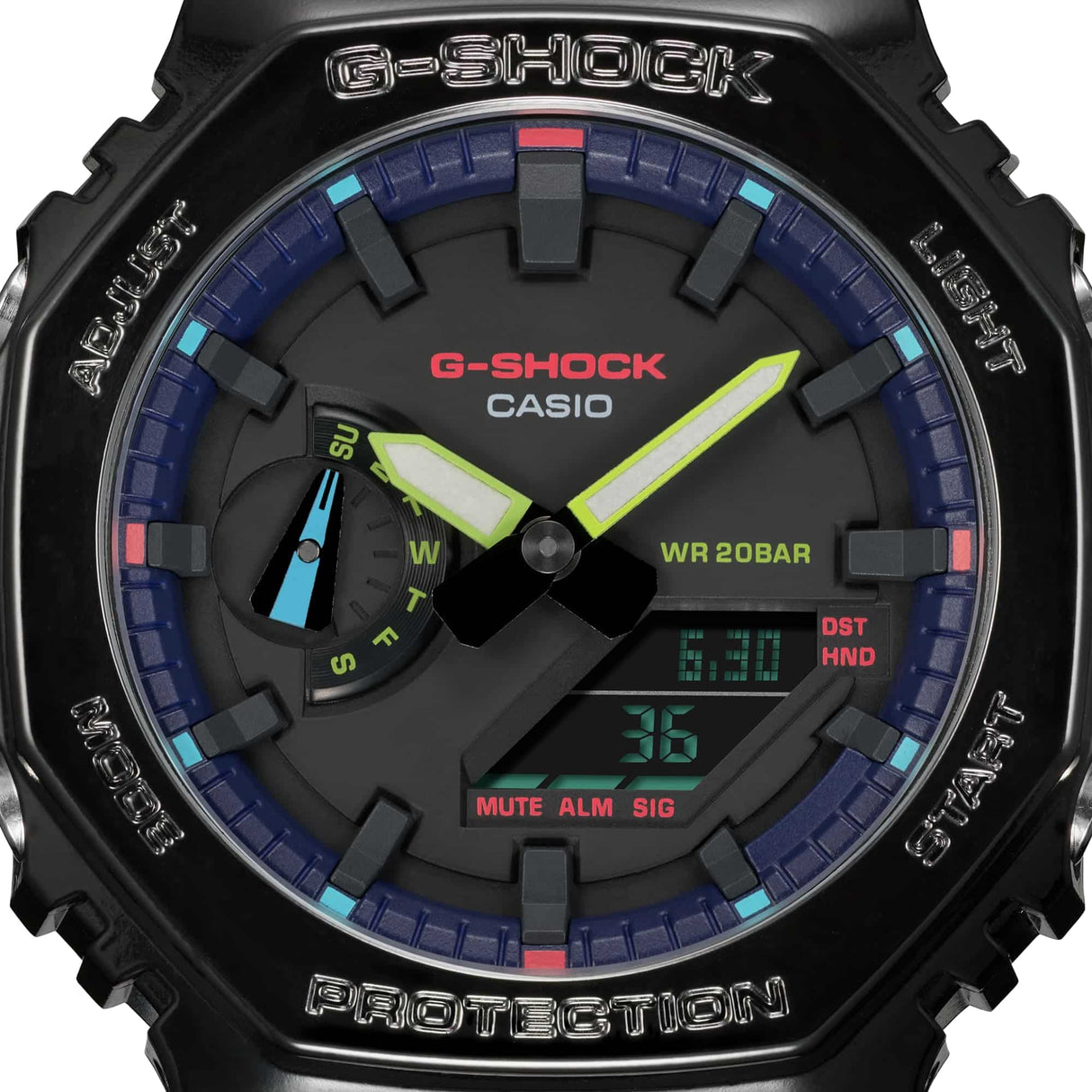 GA-2100 Reloj G-Shock Pulsera de Caucho para Hombre Doble hora