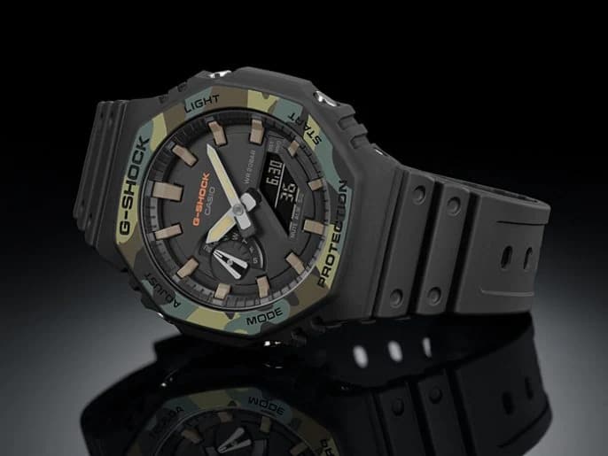 GA-2100 Reloj G-Shock Pulsera de Caucho para Hombre Doble hora