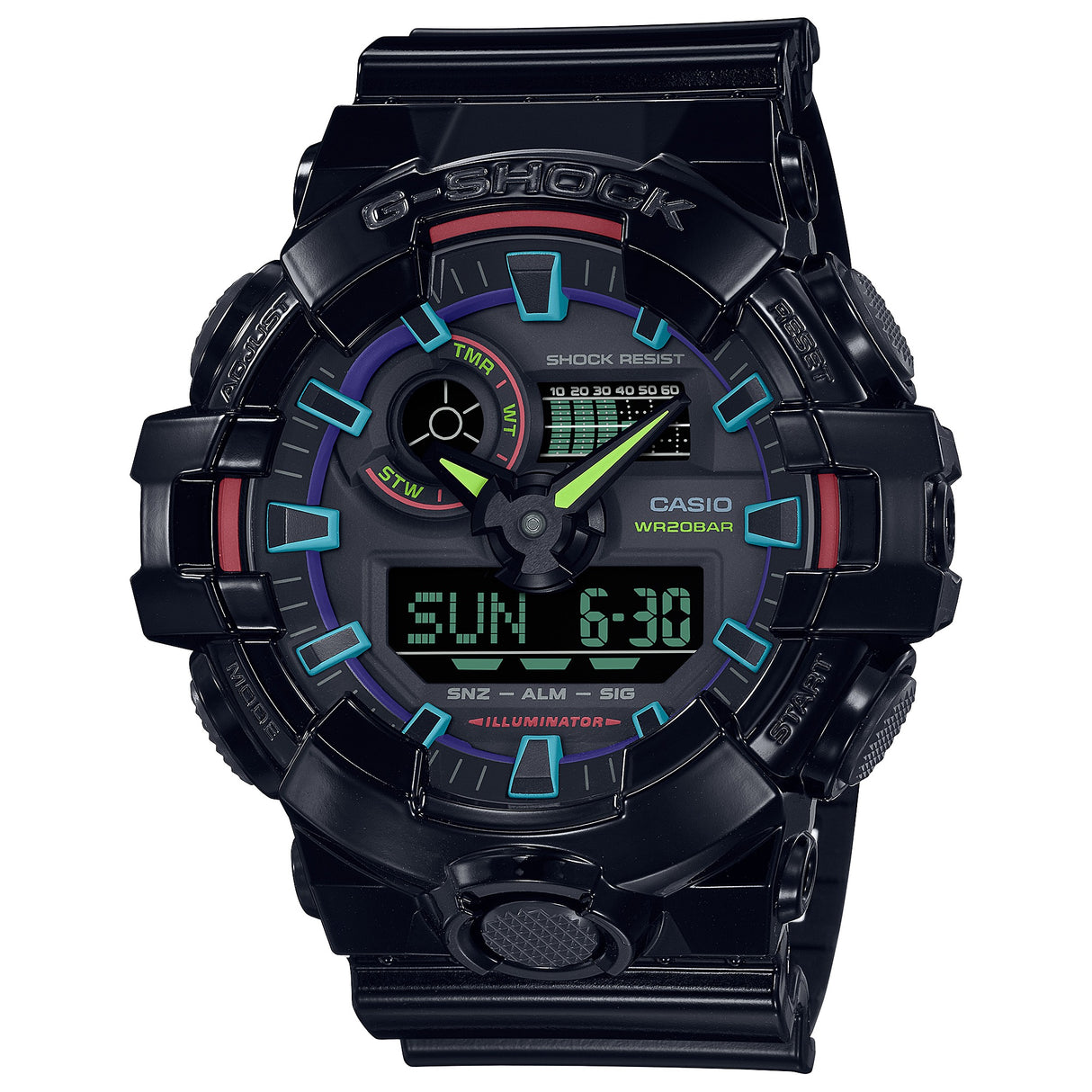 GA-700 Reloj G-Shock Pulsera de Caucho para Hombre Doble hora