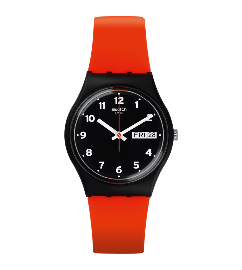 GB754 Swatch Red Grin Reloj Unisex Banda de Caucho Análogo