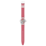 GE292 Reloj Swatch Clearly Red Striped unisex correa de resina