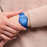 GL124 Reloj Swatch Blurry Blue de dama correa de caucho