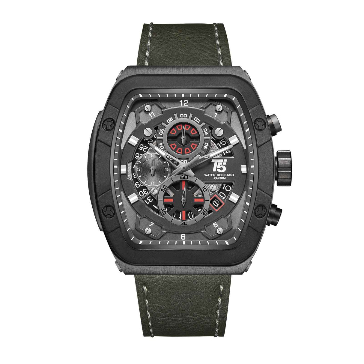 H4016G Reloj T5 para hombre pulsera de cuero