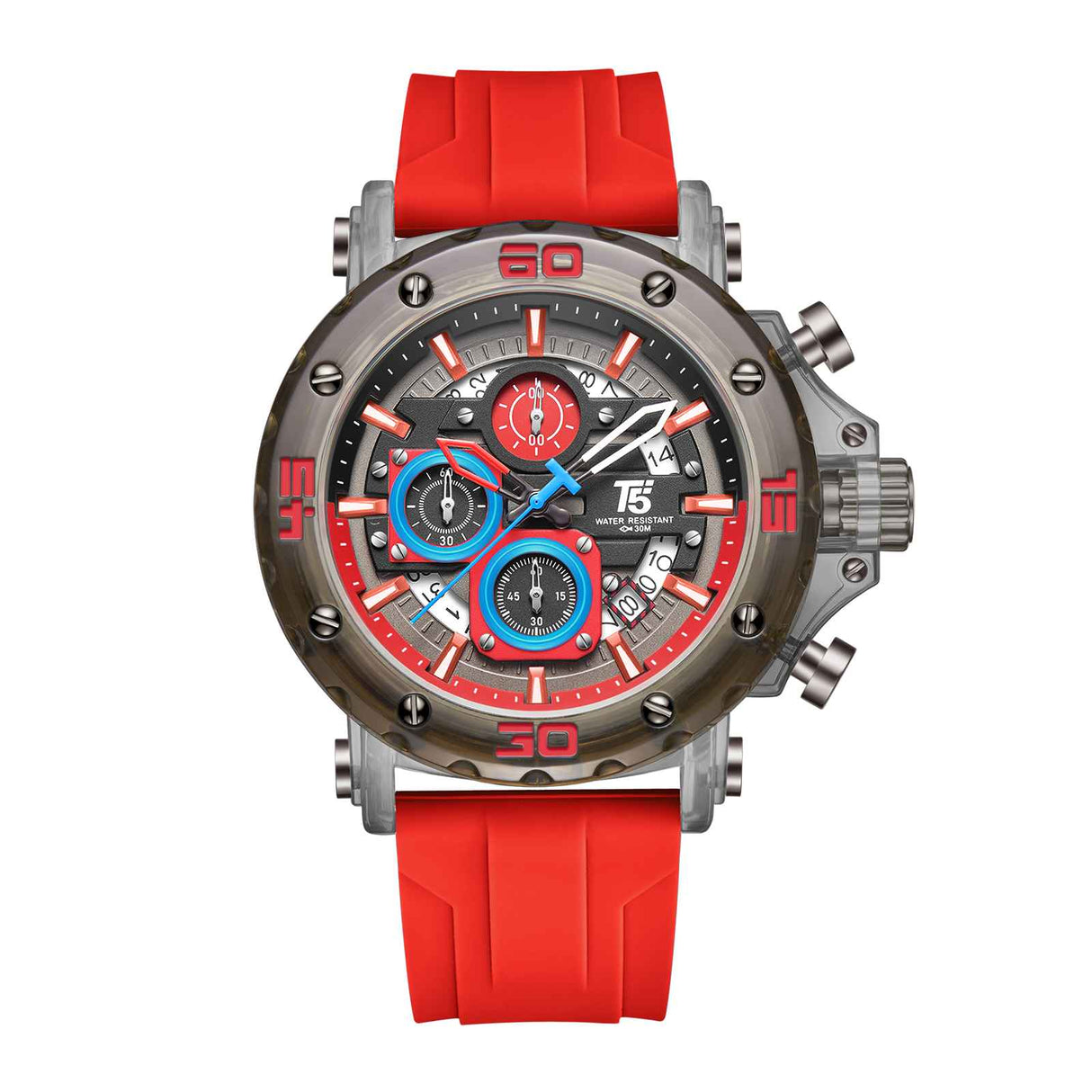 H4043G Reloj T5 para hombre pulsera de caucho