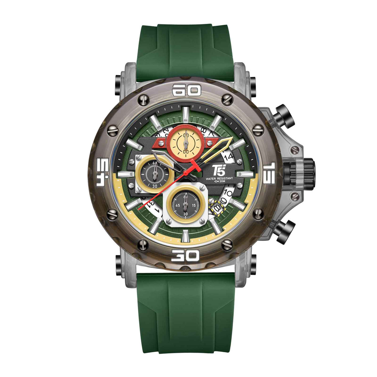 H4043G Reloj T5 para hombre pulsera de caucho