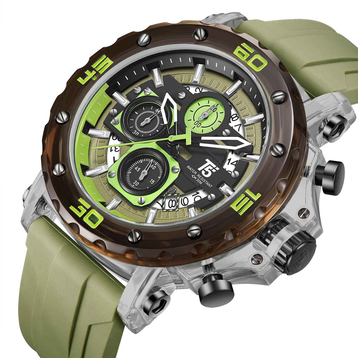 H4043G Reloj T5 para hombre pulsera de caucho