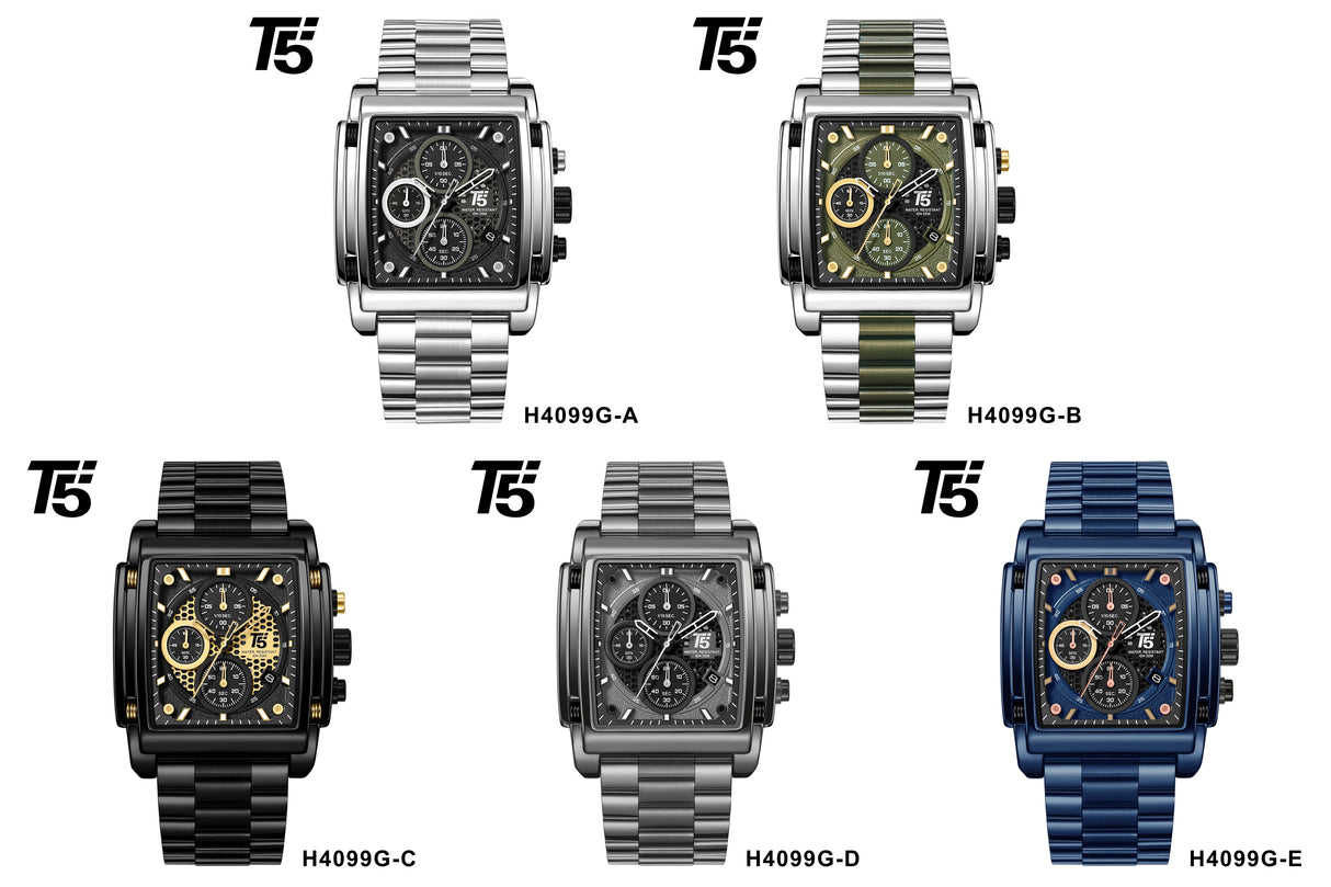 H4099G Reloj T5 para hombre pulsera de metal