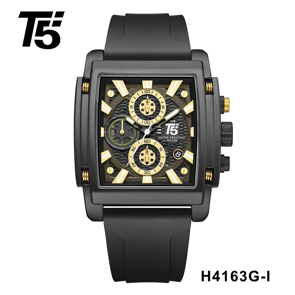 H4163G Reloj T5 para hombre pulsera de caucho