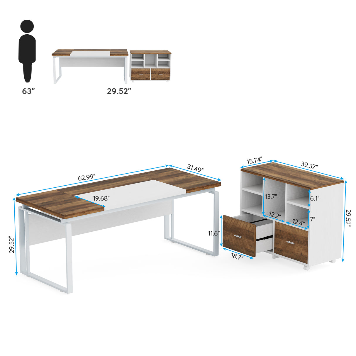 HOGA-F1810 Escritorio mueble de oficina con gabinete