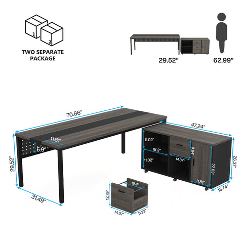 HOGA-F1812 Escritorio industrial en L Tribesigns