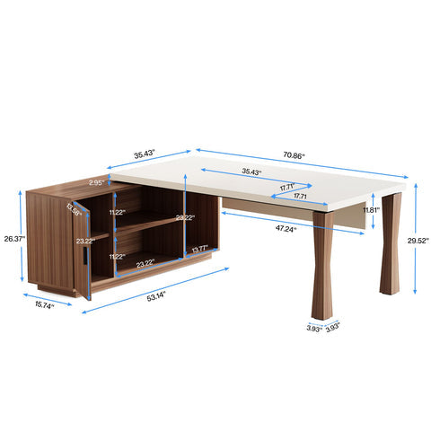 HOGA-YS0123 Escritorio ejecutivo de 180 cm en L con mesa para computadora y gabinete Tribesigns