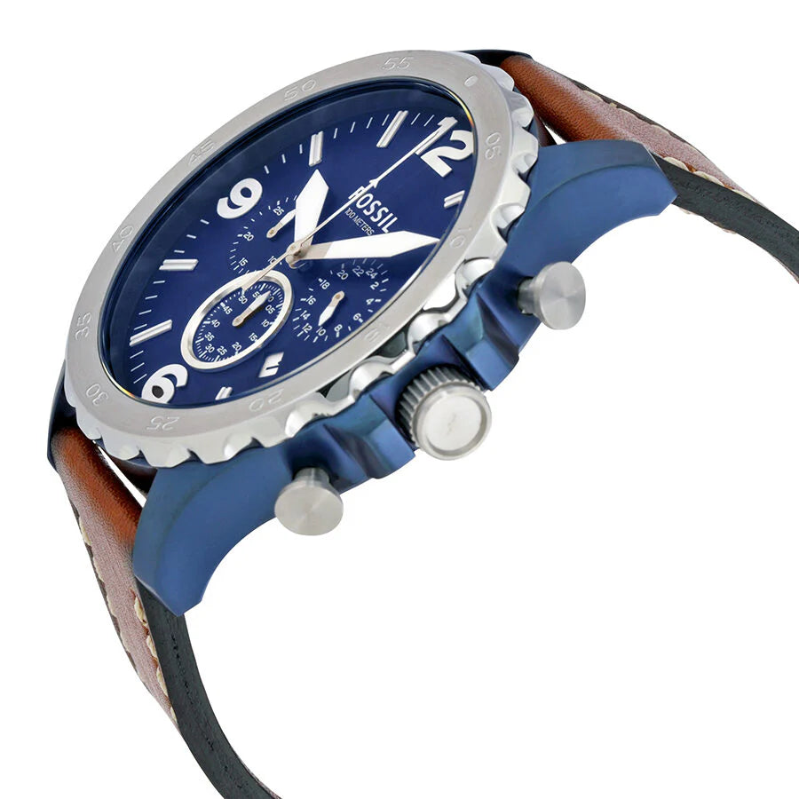 Reloj Fossil Nate de hombre correa de cuero 50 mm