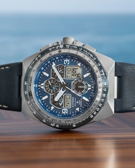 JY8148-08L Reloj Citizen Promaster Skyhawk A-T de hombre pulsera de cuero 46 mm