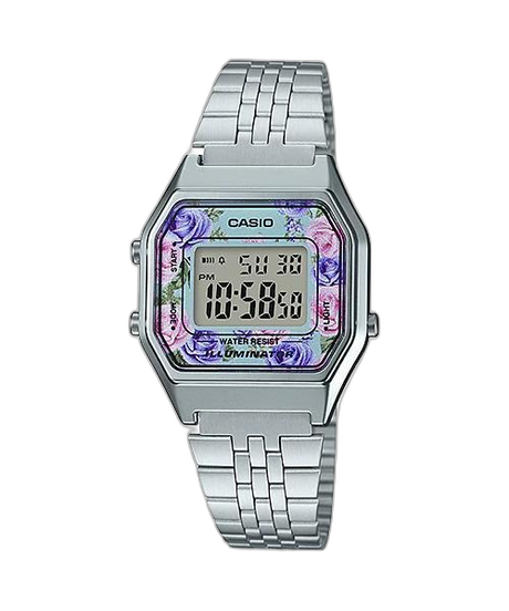 LA-680 Reloj Casio para Hombre, Mujer Pulsera de Metal Digital Vintage Clásico Illuminator