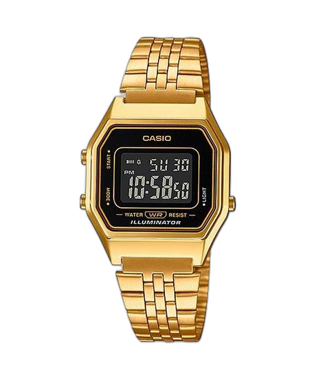 LA-680 Reloj Casio para Hombre, Mujer Pulsera de Metal Digital Vintage Clásico Illuminator