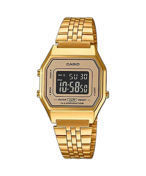 LA-680 Reloj Casio para Hombre, Mujer Pulsera de Metal Digital Vintage Clásico Illuminator