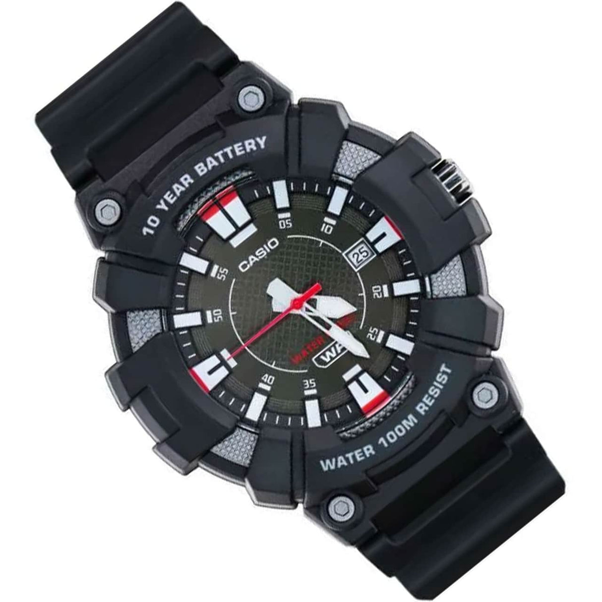 MW-610 Reloj Casio para Hombre Pulsera de Caucho Doble hora 10 Años de Batería