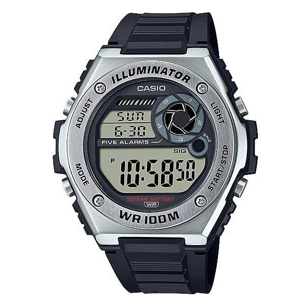 MWD-100 Reloj Casio para Hombre Pulsera de Caucho Digital Illuminator 10 Años de Batería