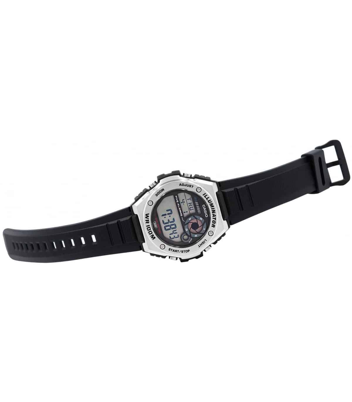 MWD-100 Reloj Casio para Hombre Pulsera de Caucho Digital Illuminator 10 Años de Batería