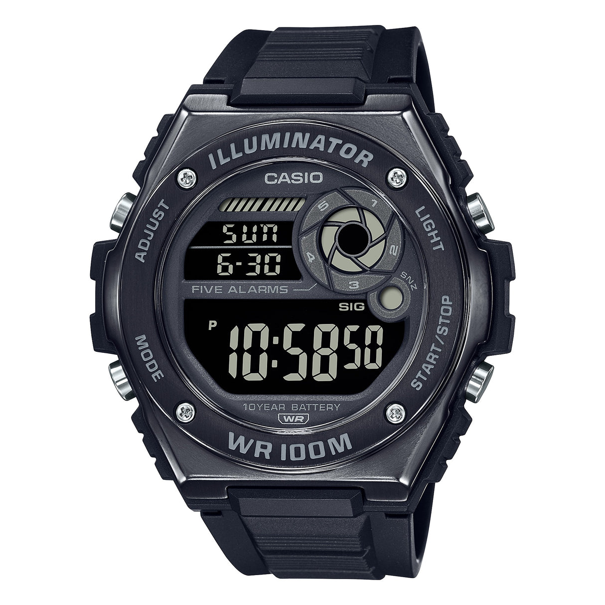 MWD-100 Reloj Casio para Hombre Pulsera de Caucho Digital Illuminator 10 Años de Batería