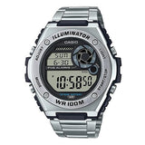 MWD-100HD Reloj Casio para Hombre Pulsera de Acero Inoxidable Digital Illuminator 10 Años de Batería