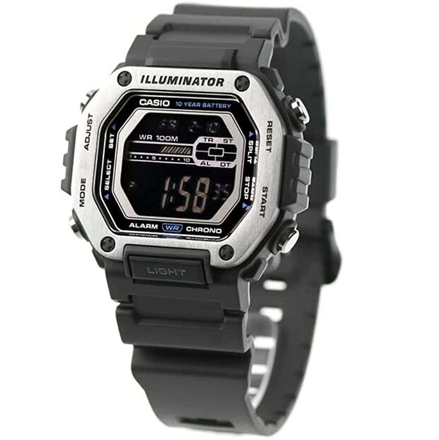 MWD-110 Casio Reloj Digital para Hombre Pulsera de Caucho Illuminator 10 Años de Batería