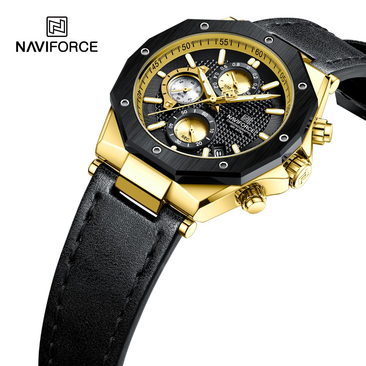 NF8028 Reloj Naviforce para Hombre Pulsera de Cuero Análogo