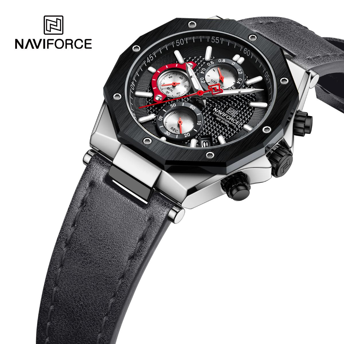 NF8028 Reloj Naviforce para Hombre Pulsera de Cuero Análogo