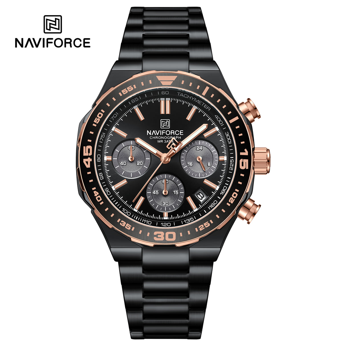 NF8049 Reloj Naviforce para hombre pulsera de acero inoxidable