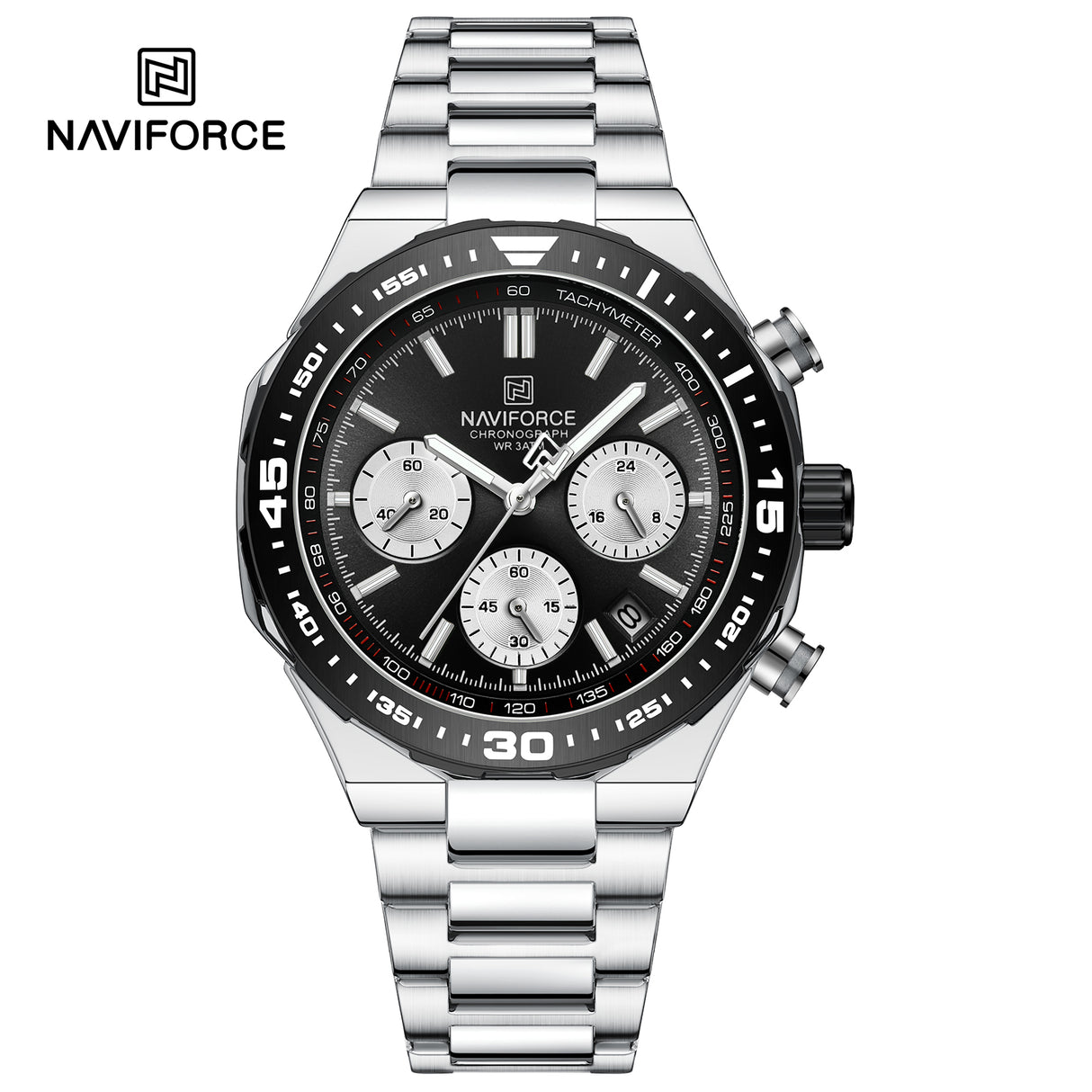 NF8049 Reloj Naviforce para hombre pulsera de acero inoxidable