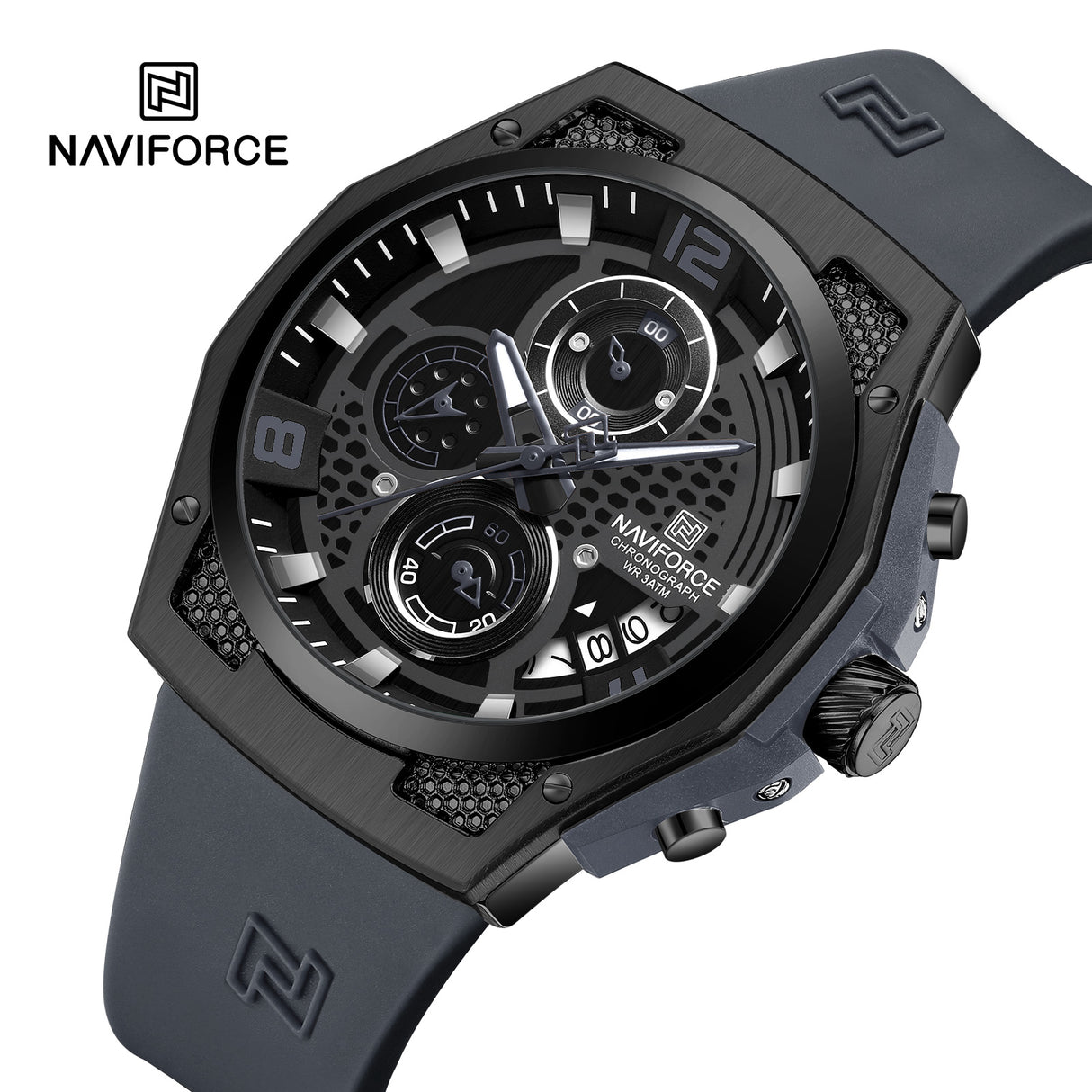 NF8051T Reloj Naviforce para hombre pulsera de caucho