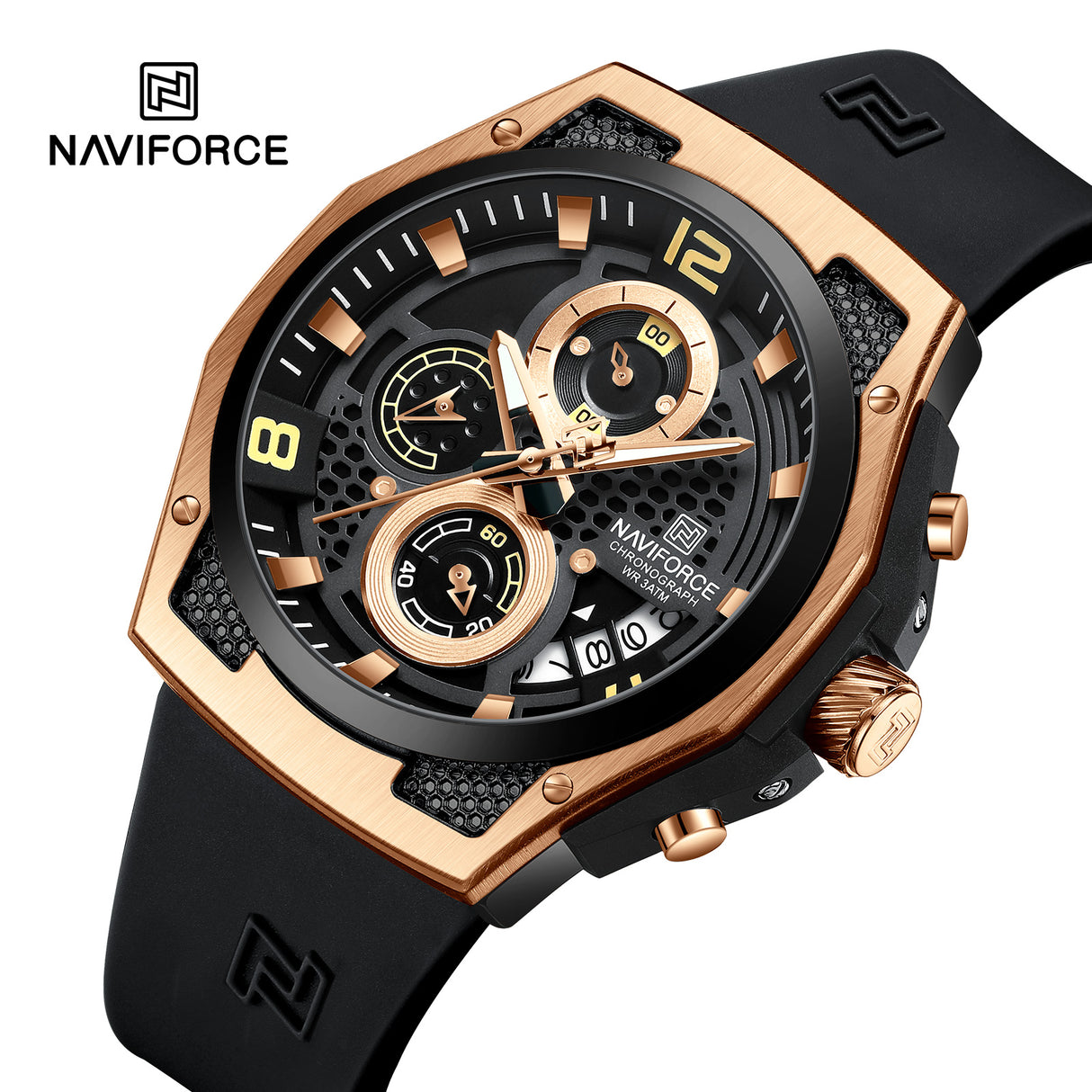 NF8051T Reloj Naviforce para hombre pulsera de caucho