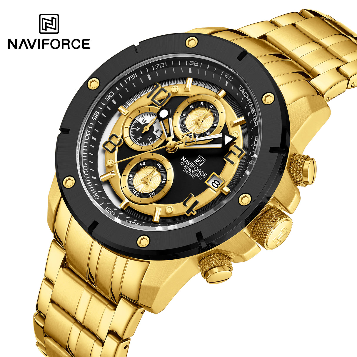 NF8056 Reloj Naviforce para hombres pulsera de acero inoxidable