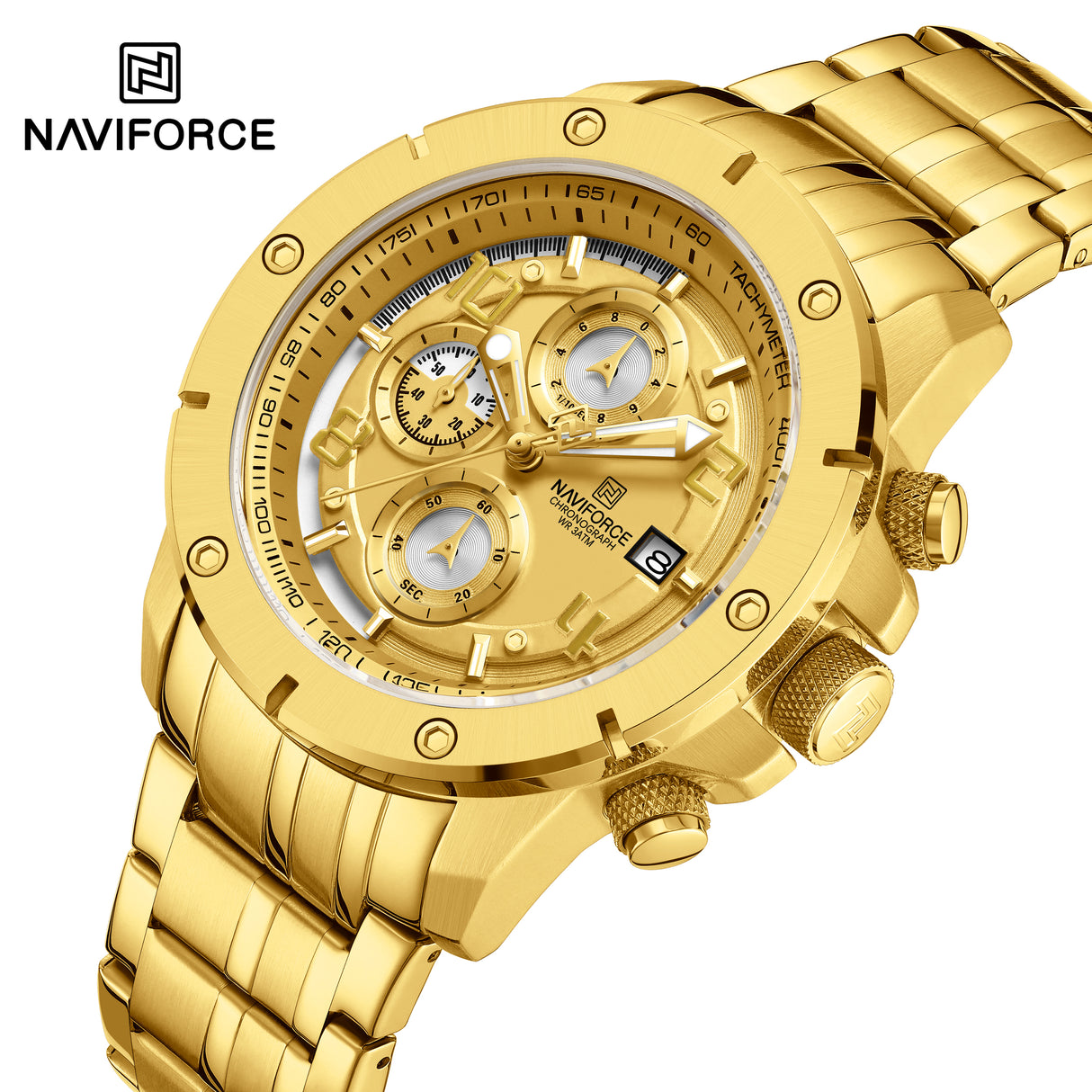 NF8056 Reloj Naviforce para hombres pulsera de acero inoxidable