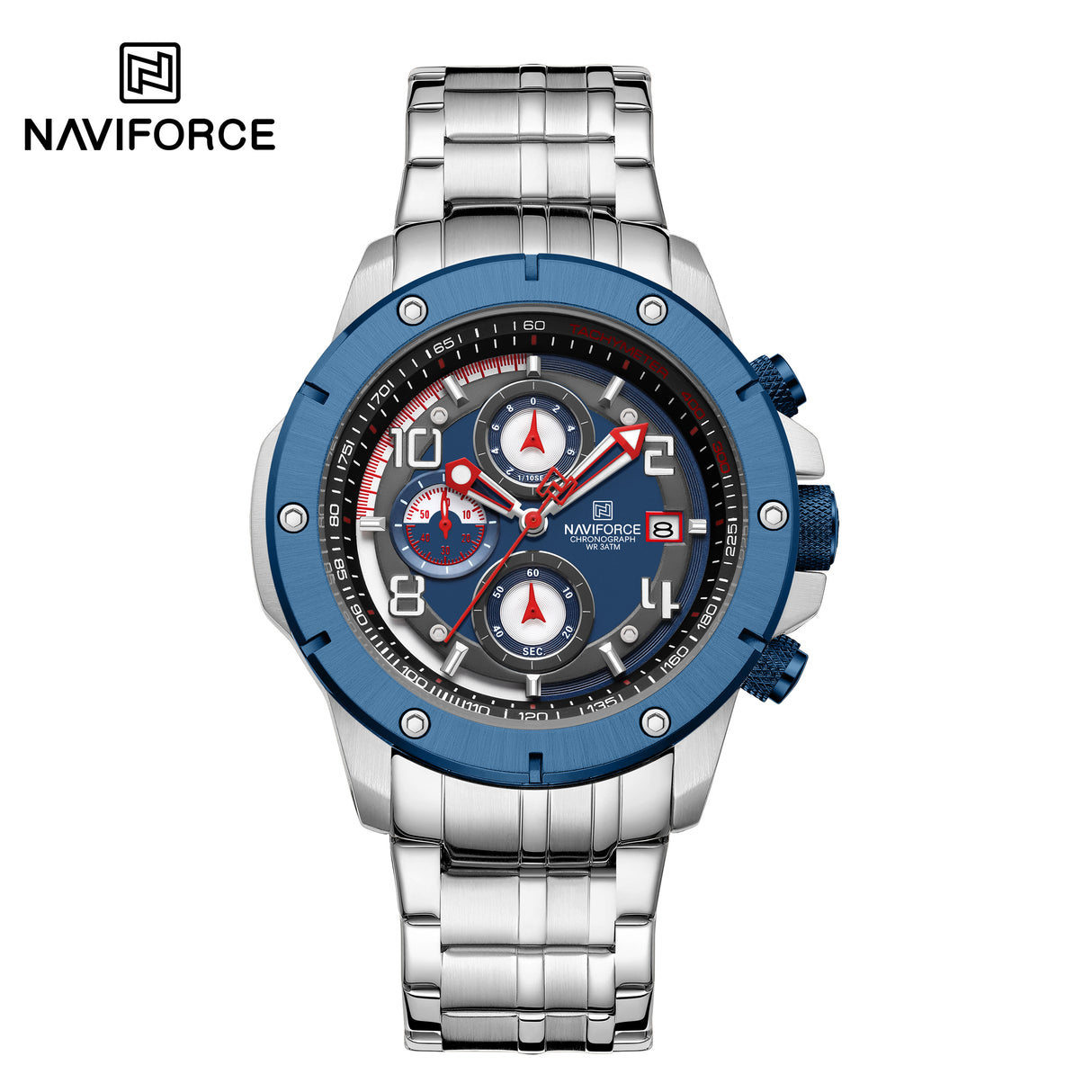 NF8056 Reloj Naviforce para hombres pulsera de acero inoxidable