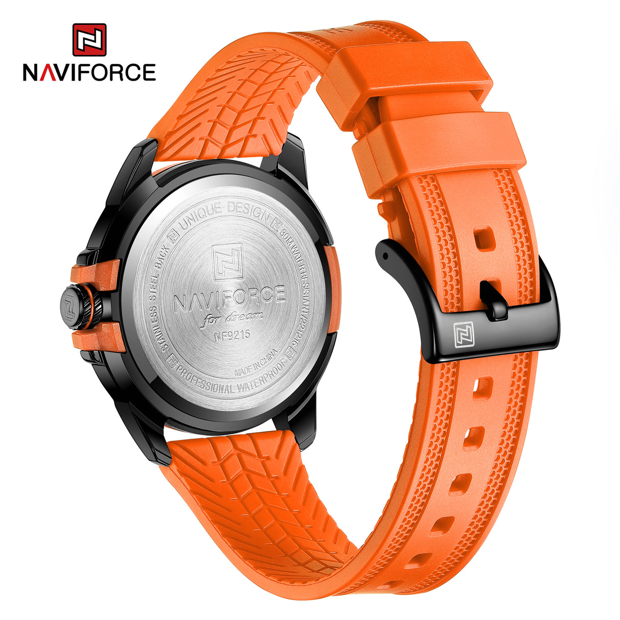 NF9215T reloj Naviforce para hombre pulsera de caucho