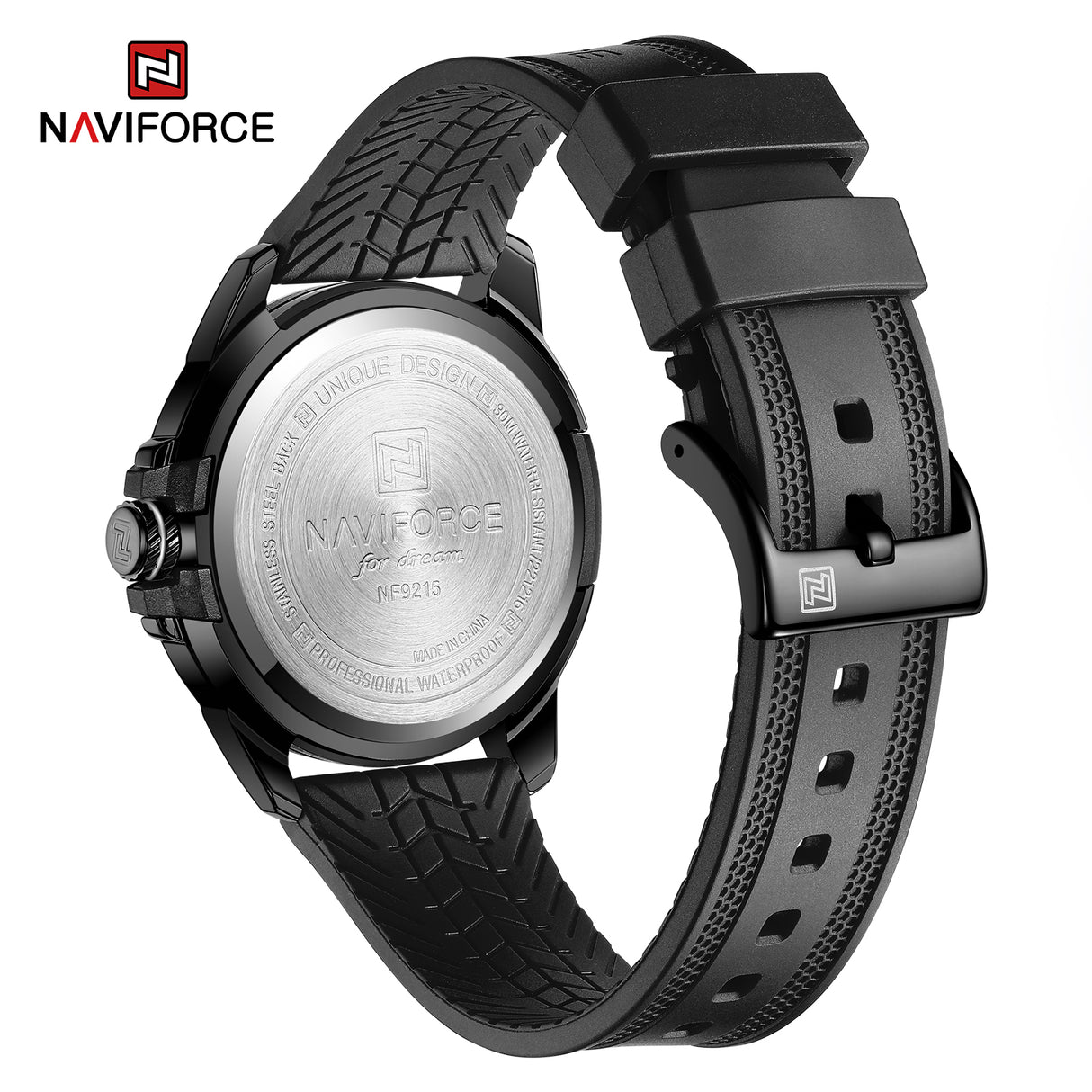 NF9215T reloj Naviforce para hombre pulsera de caucho