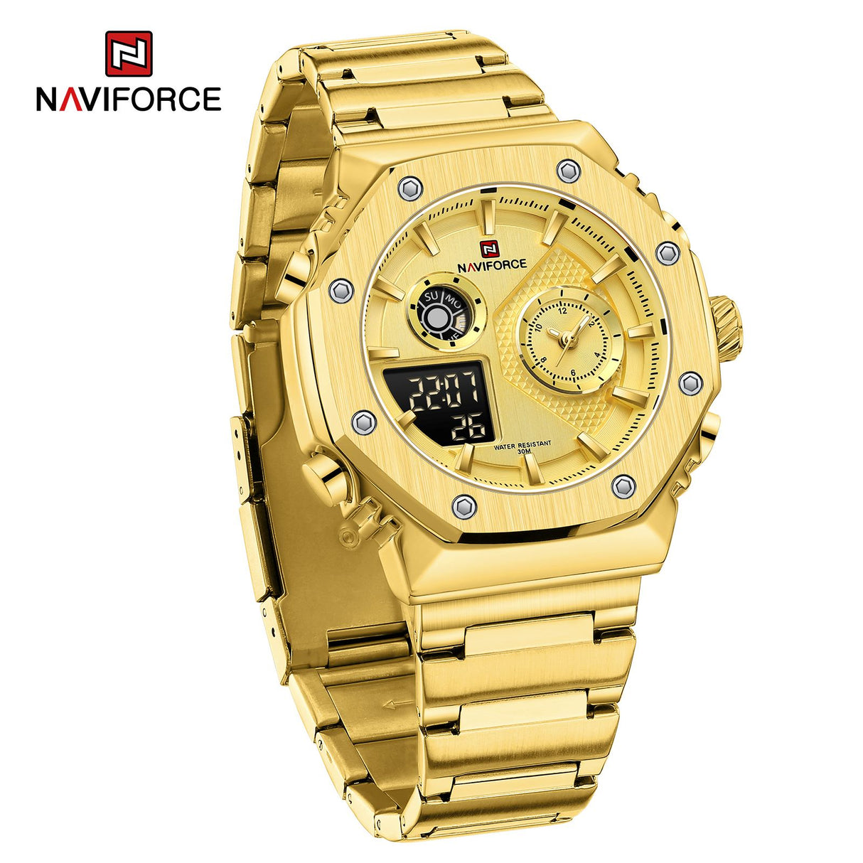 NF9216S Reloj Naviforce para Hombre Pulsera de Metal Doble hora