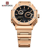 NF9216S Reloj Naviforce para Hombre Pulsera de Metal Doble hora