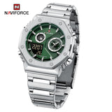 NF9216S Reloj Naviforce para Hombre Pulsera de Metal Doble hora