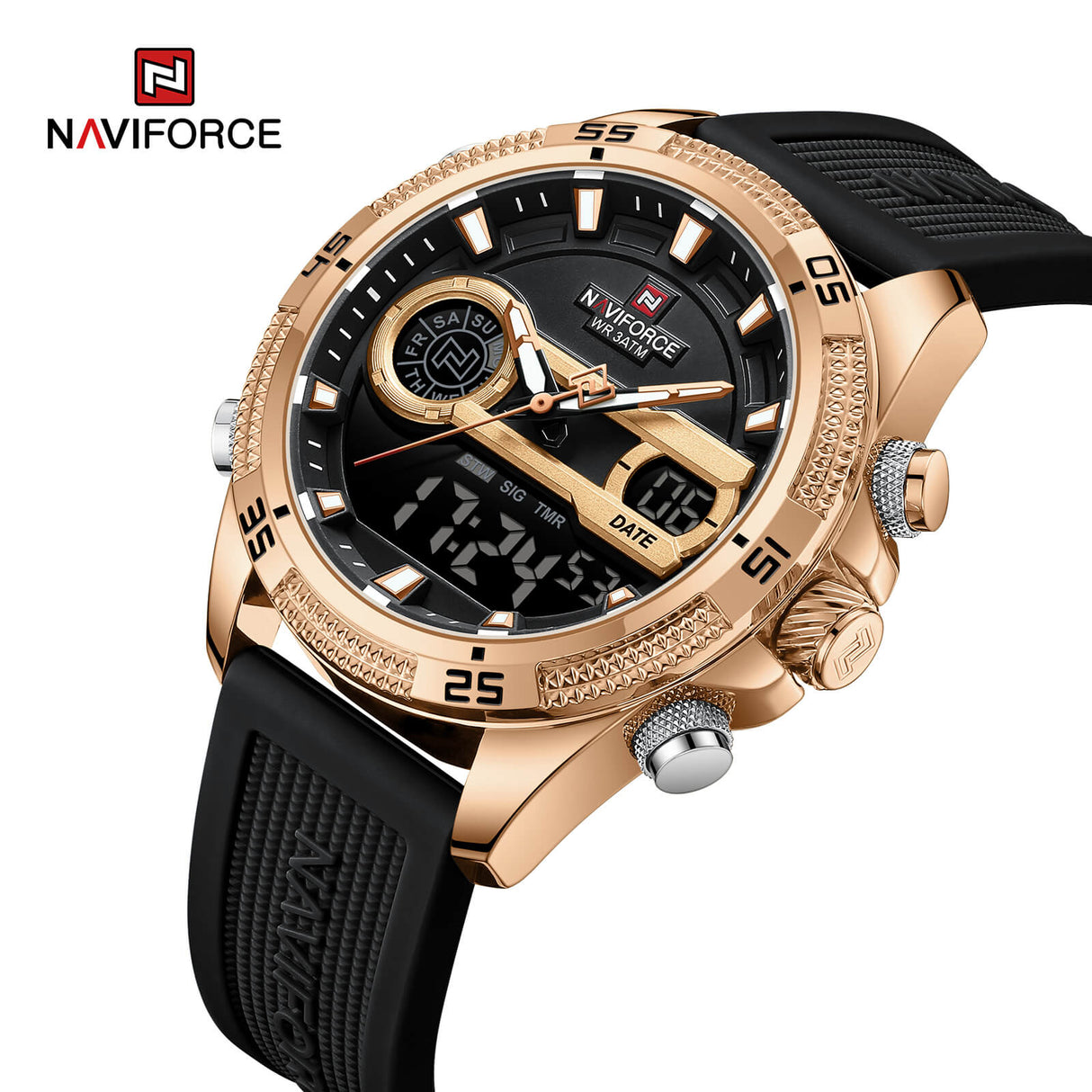 NF9223 Reloj Naviforce para hombre pulsera de caucho