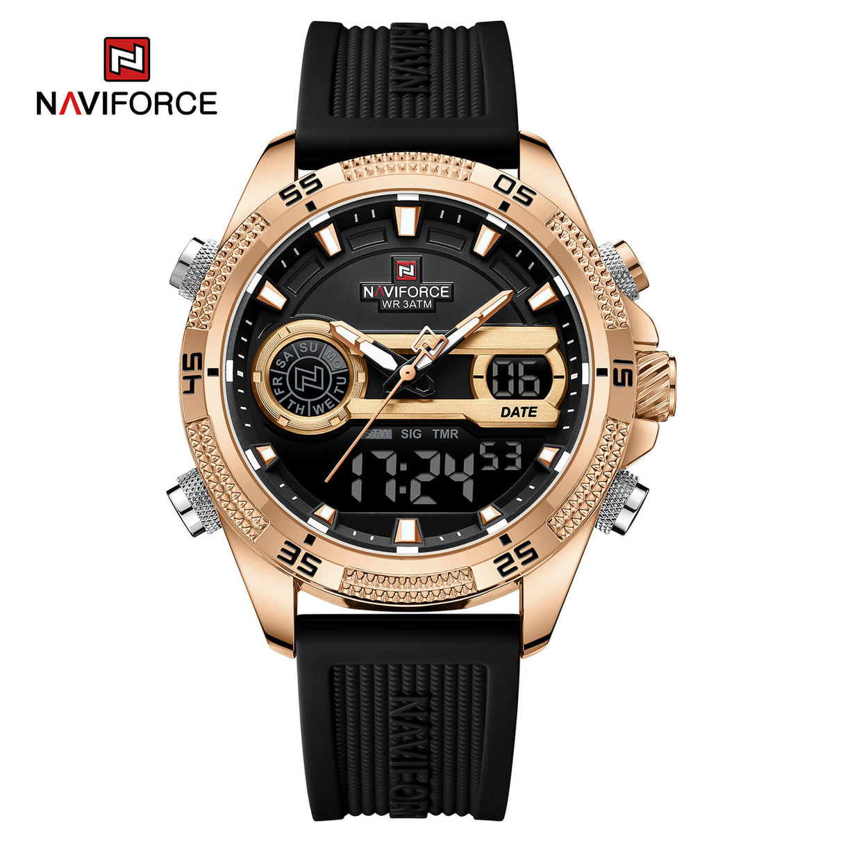 NF9223 Reloj Naviforce para hombre pulsera de caucho