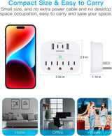 OB6016C2P One Beat Paquete de 2 divisores de enchufes múltiples con USB, extensor de salida protector de sobretensiones con 3 salidas de pared, 4 cargadores de pared USB (2 USB C)